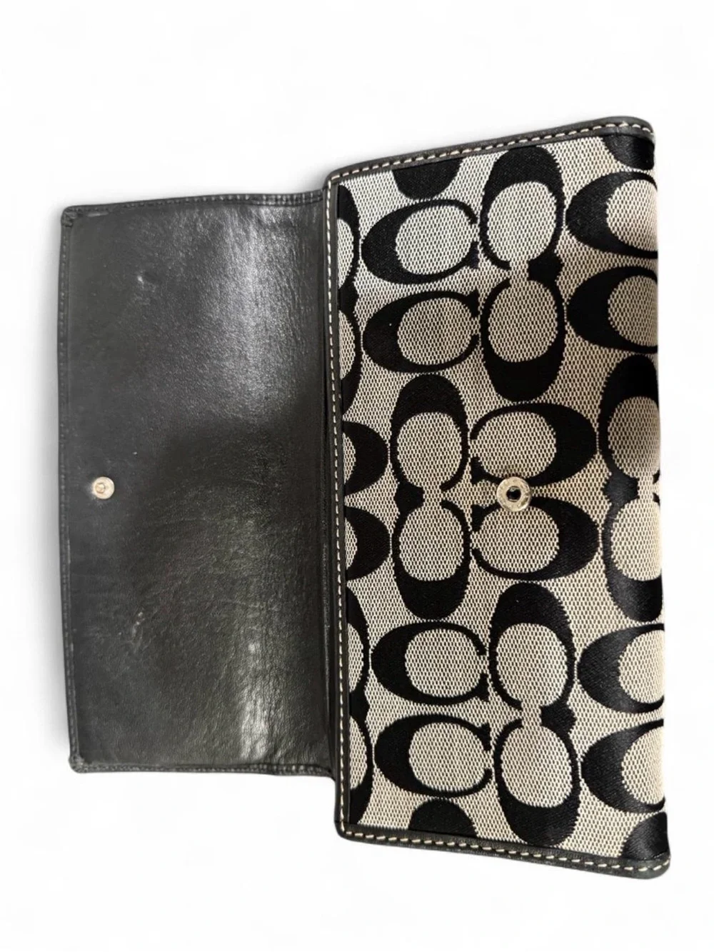 Coach Black and Cream Signature Jacquard Phone Case Wallet